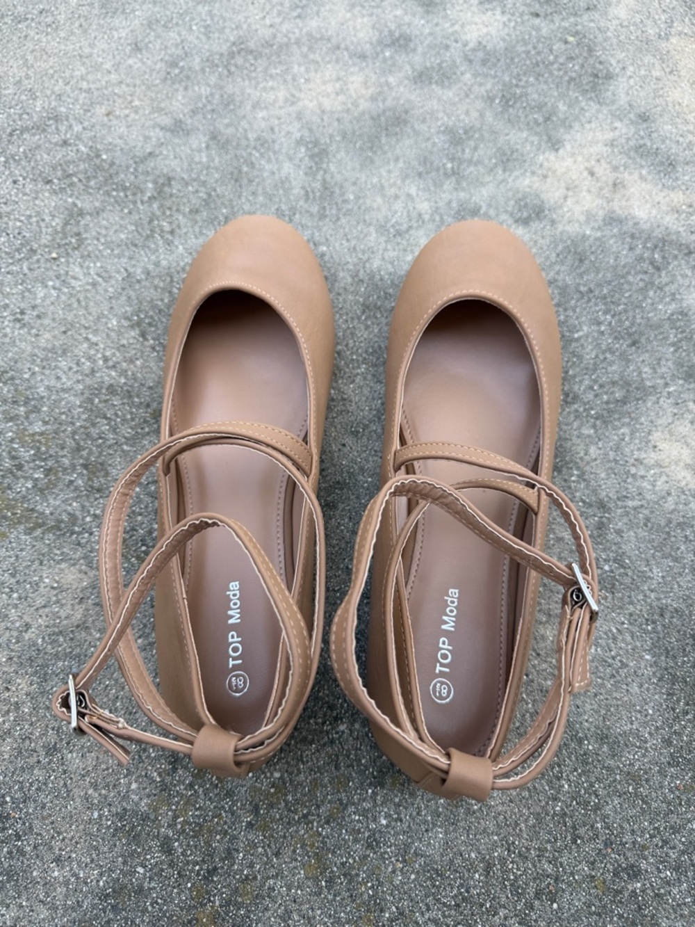 TOP Moda Tan Strappy Ballet Flats - Picture 3 of 4